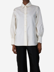 Alberto Biani Cream silk shirt - size UK 8
