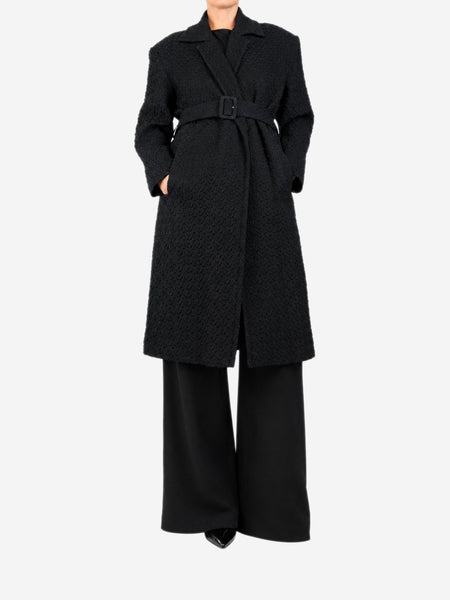 Black and navy jacquard coat - size M product image