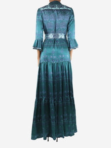 Beulah Green silk maxi printed dress - size UK 6