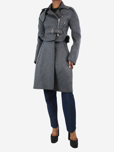 Grey wool biker coat - size UK 4 Coats & Jackets Alexander McQueen 