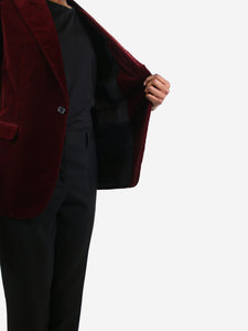 Saint Laurent Burgundy fitted velvet blazer - size UK 6