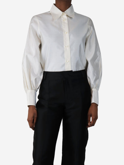 Cream silk shirt - size UK 8 Tops Alberto Biani 