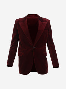 Saint Laurent Burgundy fitted velvet blazer - size UK 6