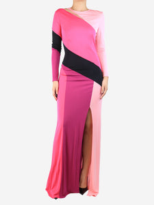 Parabal Gurung Pink colour-block maxi dress - size UK 10