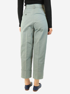 Blue cotton turn-up trousers - size UK 8