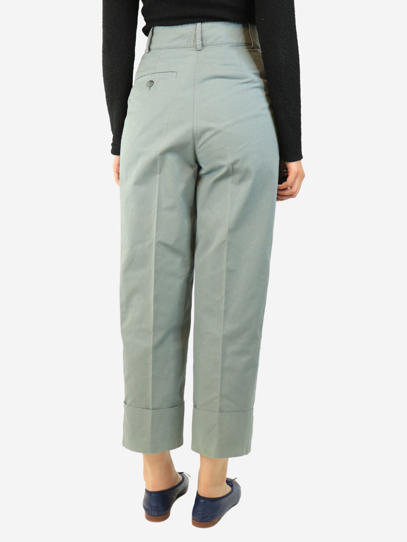 Blue cotton turn-up trousers - size UK 8