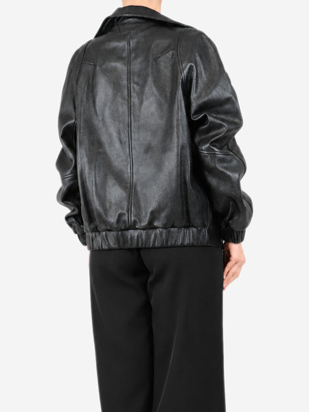 Black leather jacket - size UK 10 alternate image
