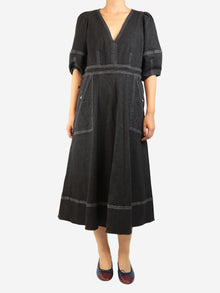 Black contrast stitched denim dress - size L Dresses Wiggy Kit 