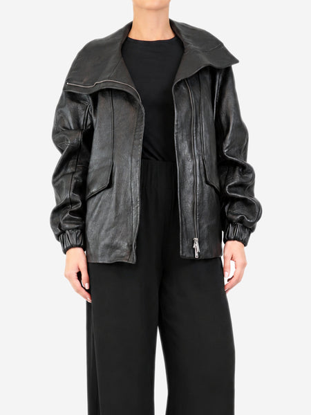 Black leather jacket - size UK 10 product image