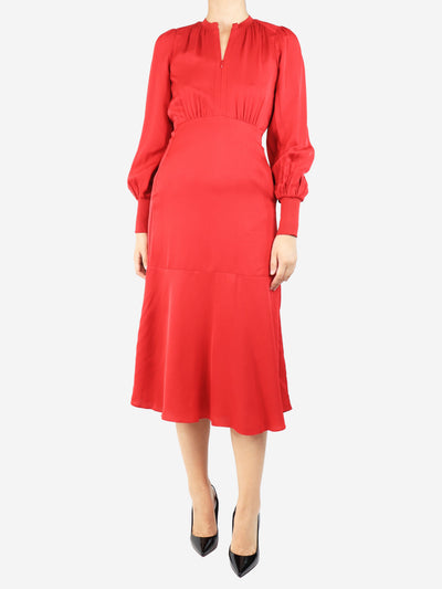 Red cuffed crepe midi dress - size UK 8 Dresses ME+EM 