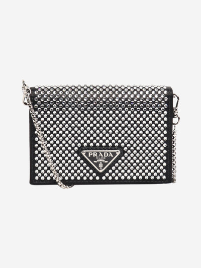 Black crystal-embellished chain cardholder Wallets, Purses & Small Leather Goods Prada 