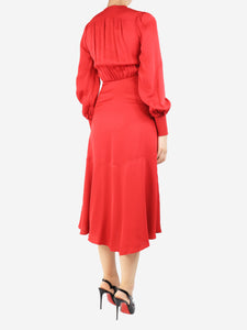 ME+EM Red cuffed crepe midi dress - size UK 8