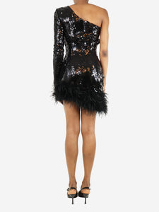 Nadine Merabi Black sequin one-shoulder mini dress - size S