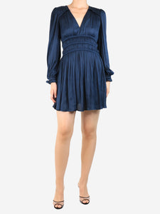Maje Blue satin mini dress - size UK 8