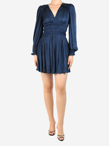 Maje Blue satin mini dress - size UK 8