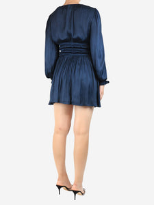 Maje Blue satin mini dress - size UK 8