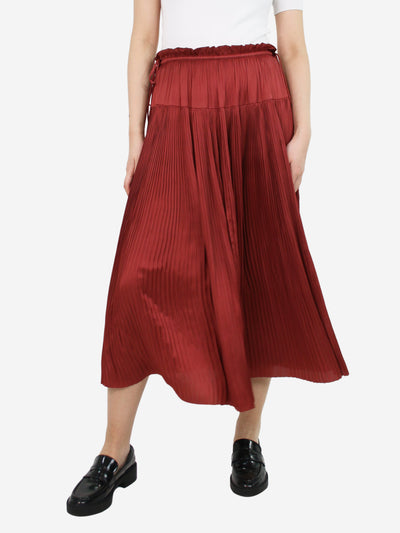 Red pleated midi skirt - size UK 8 Skirts Ulla Johnson 