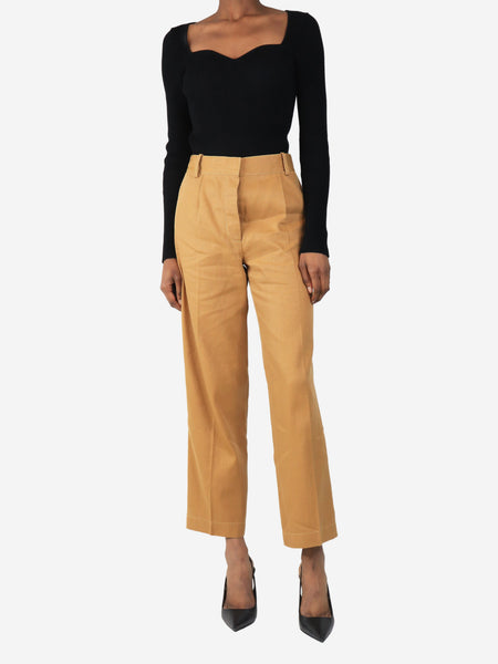 Brown linen-blend trousers - size UK 6 alternate image