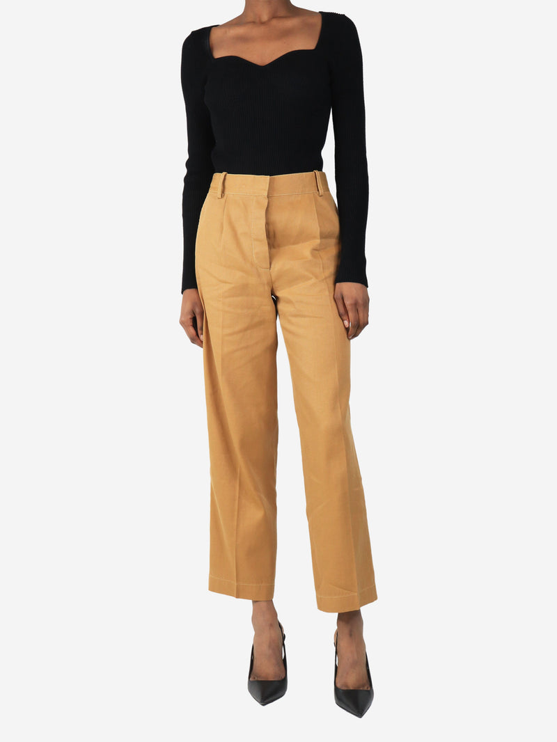 Brown linen-blend trousers - size UK 6 Trousers The Row 
