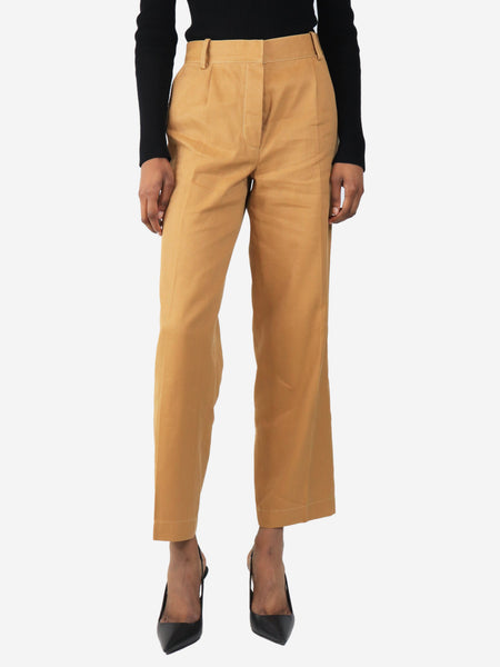 Brown linen-blend trousers - size UK 6 product image