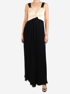Chloe Black sleeveless silk maxi pleated dress - size UK 10