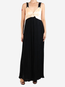 Chloe Black sleeveless silk maxi pleated dress - size UK 10