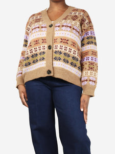 Weekend Max Mara Brown Jacquard wool and alpaca cardigan - size S