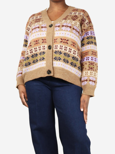 Brown Jacquard wool and alpaca cardigan - size S Knitwear Weekend Max Mara 