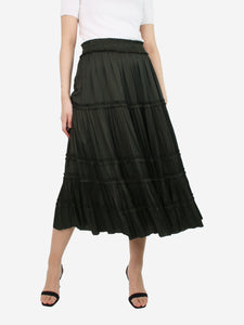 Ulla Johnson Green midi tiered skirt - size UK 8