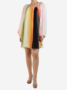 Chloe Multicolour off the shoulder silk top - size UK 10