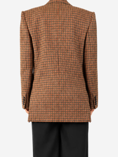 Brown checkered double-breasted blazer - size UK 10 alternate image
