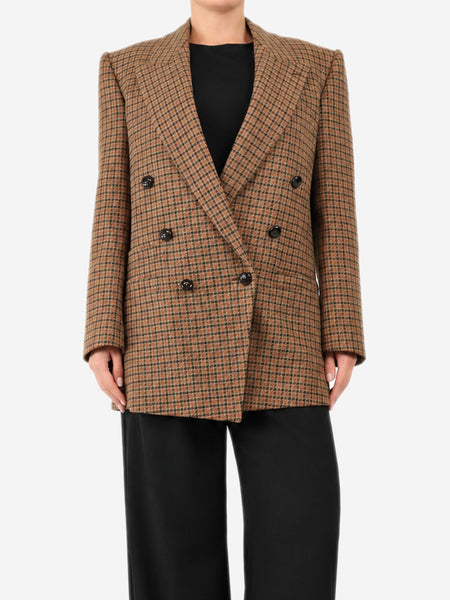 Brown checkered double-breasted blazer - size UK 10 product image