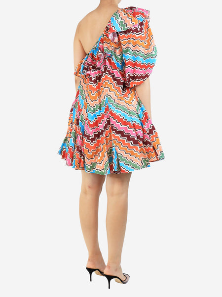 Multcolour one-shoulder belted mini dress - size M alternate image