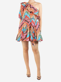Multcolour one-shoulder belted mini dress - size M Dresses Rhode 