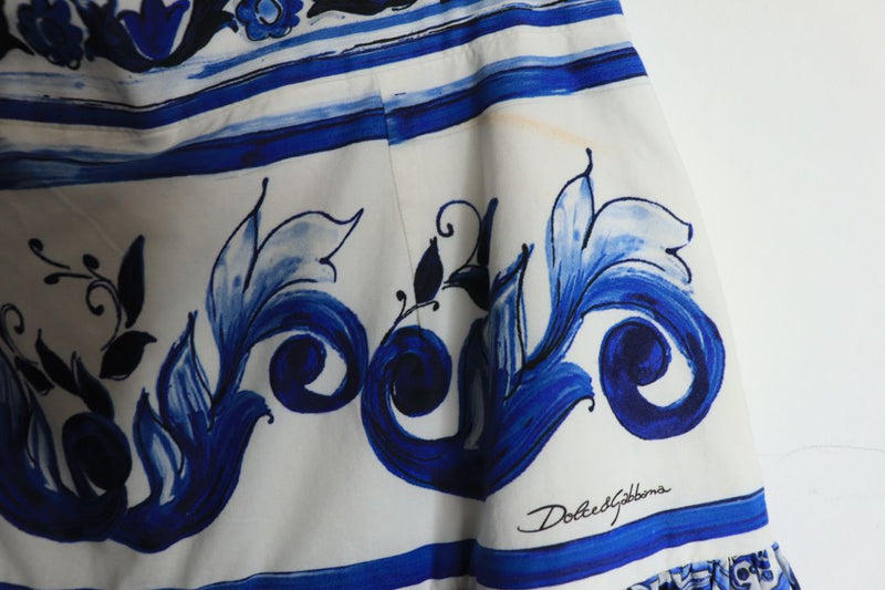 Blue printed knee-high skirt - size XS