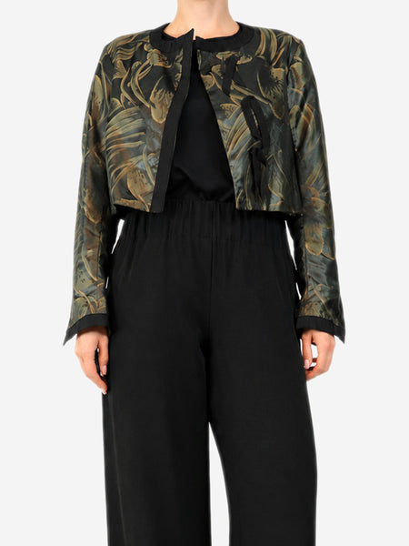 Black cropped jaquard jacket - size UK 10 product image