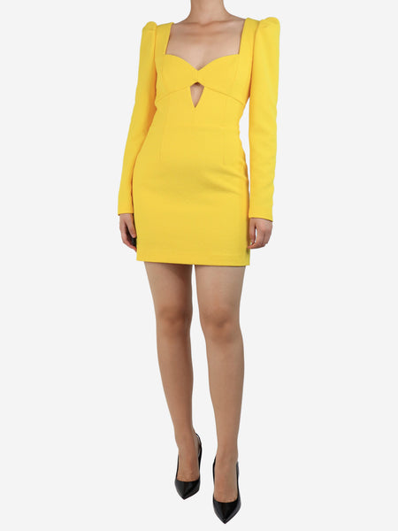 Yellow front cut out mini dress - size UK 10 product image