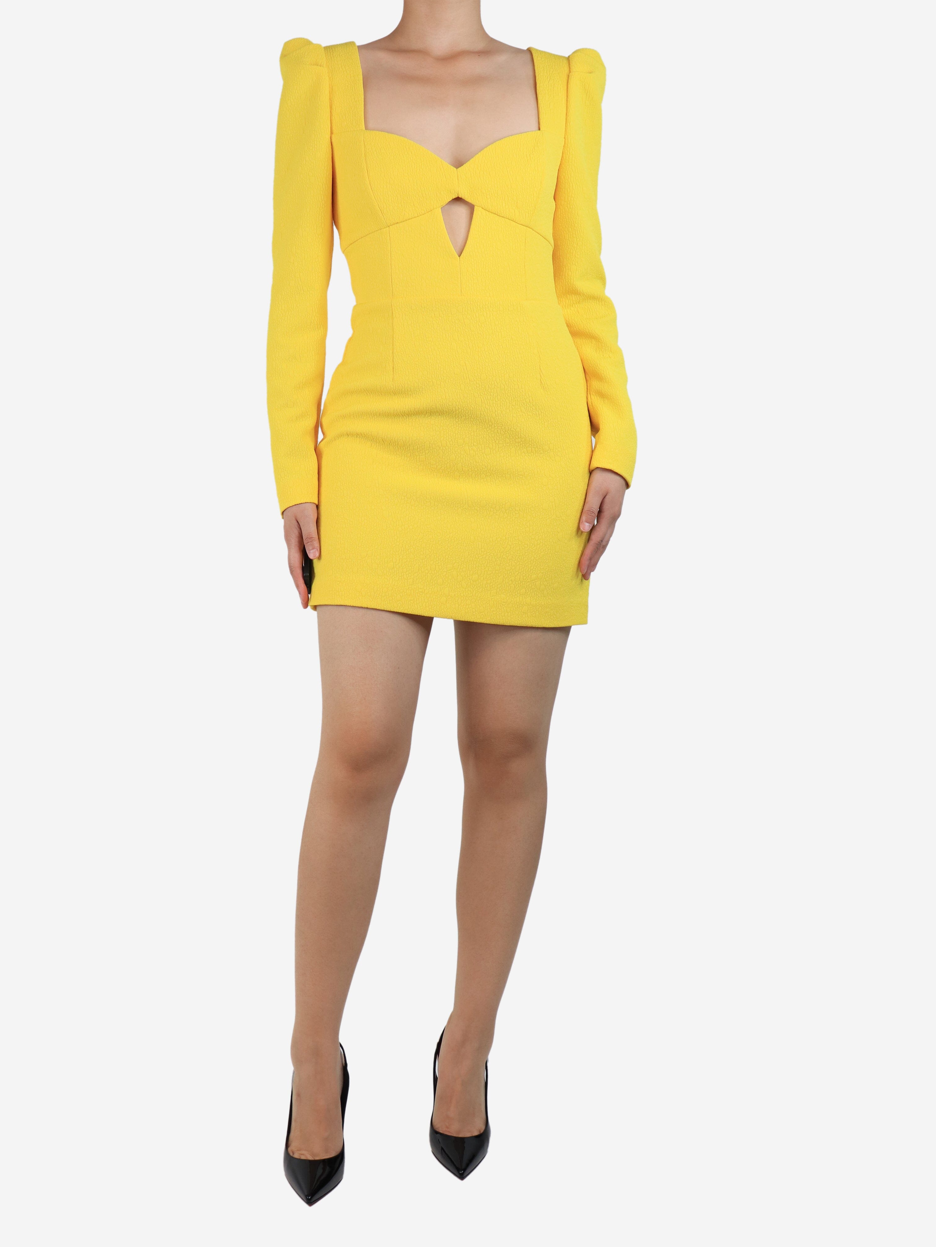 Yellow front cut out mini dress - size UK 10 Dresses Rebecca Vallance 