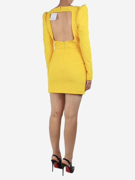 Yellow front cut out mini dress - size UK 10 alternate image