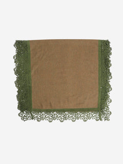 Green suede-trim scarf Scarves Susanne Spatt 