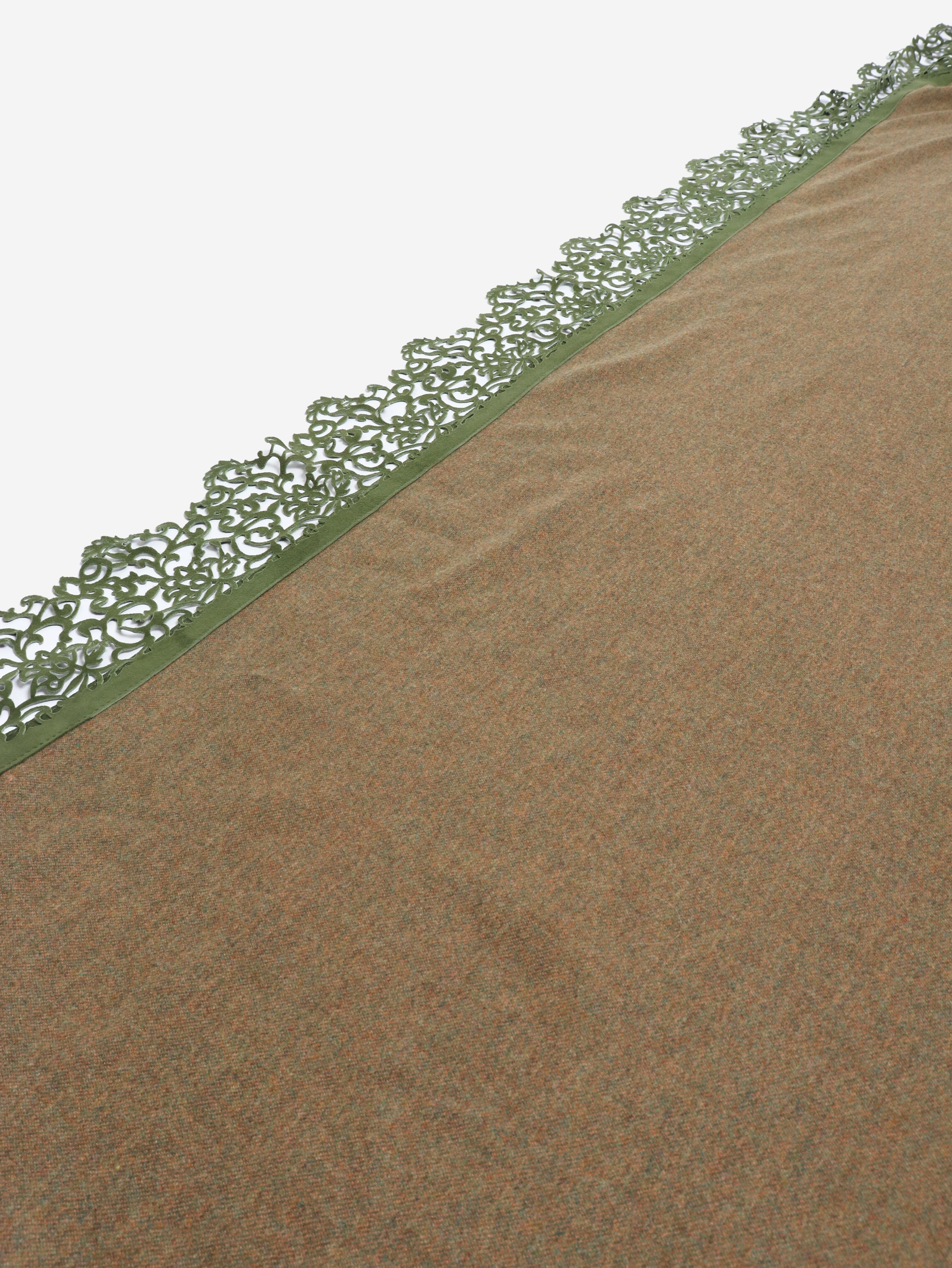 Green suede-trim scarf Scarves Susanne Spatt 