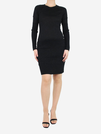 Black sparkly ribbed knit dress - size UK 10 Dresses Chanel 