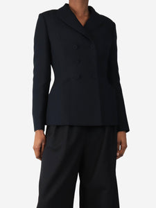 Dior Black double-breasted tailored jacket - size UK 10