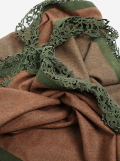 Green suede-trim scarf Scarves Susanne Spatt 