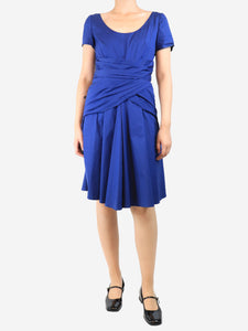 Prada Blue cotton-blend midi dress - size UK 10