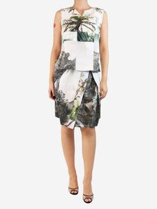 Dries Van Noten Off-white tropical midi dress - size UK 8