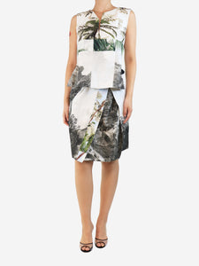 Dries Van Noten Off-white tropical midi dress - size UK 8