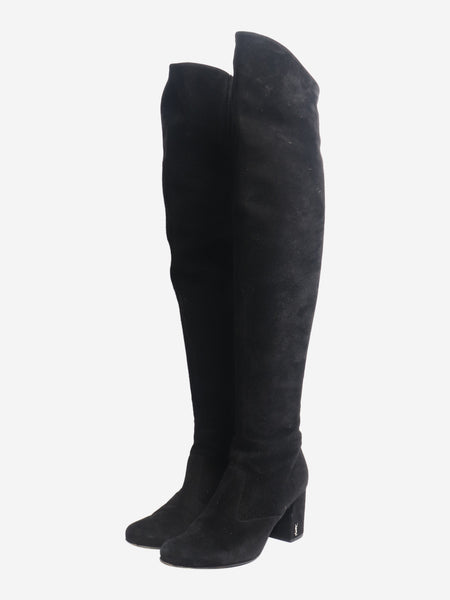 Black suede thigh-high boots - size EU 37 alternate image