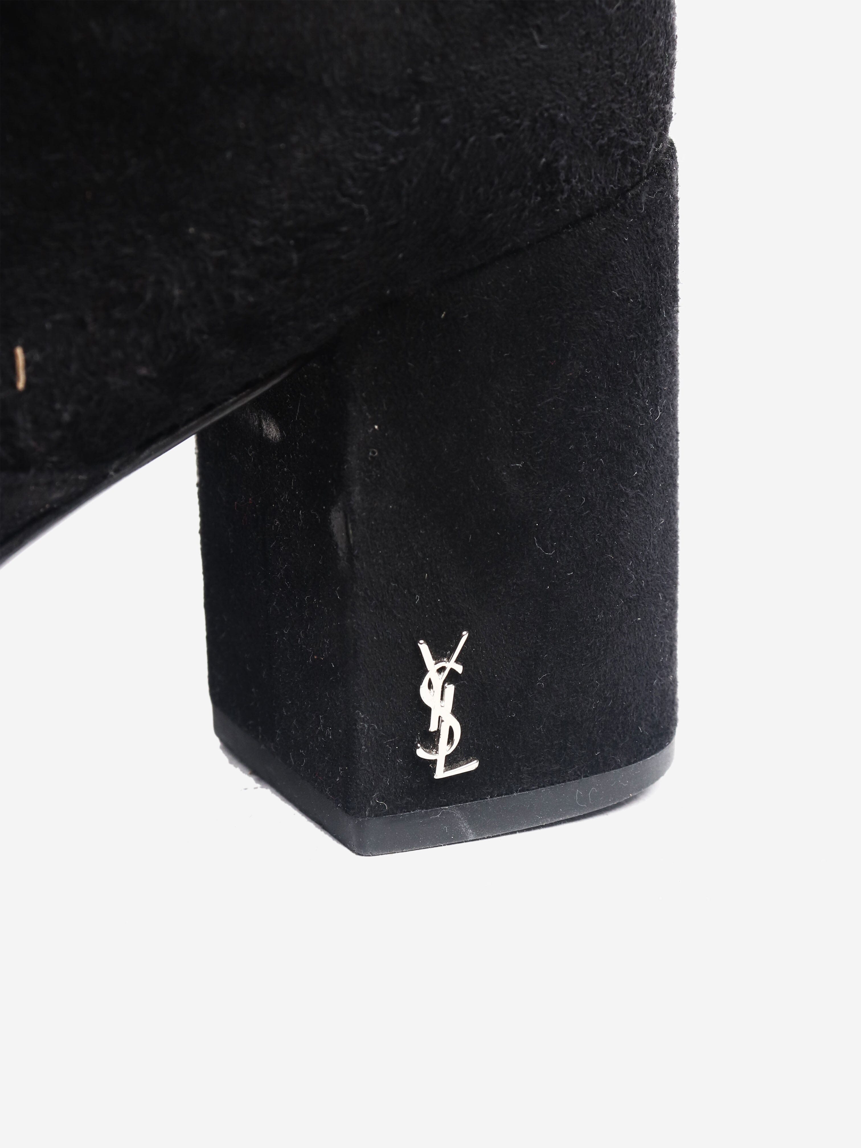 Black suede thigh-high boots - size EU 37 Boots Saint Laurent 