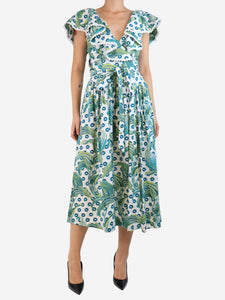 Temperley Green and white Florrie wrap dress - size UK 8